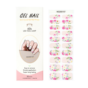 Custom Design Semi Cured Gel Nail Sticker Tickers Solid Elegant 3d Uv Gel Nail Art Polish Wrap