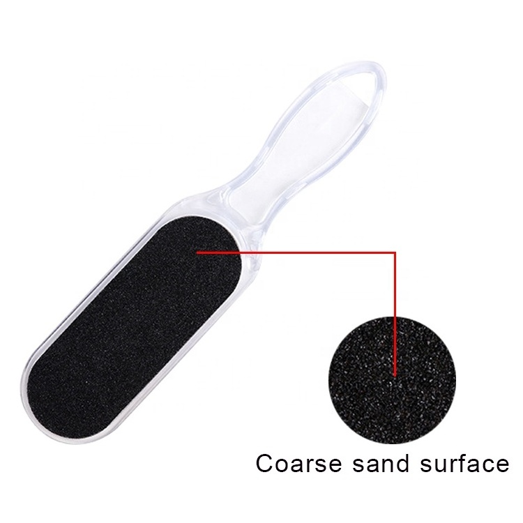 Wholesale High Quality Double Side Calus Remover Foot File Transparent Plastic Handle Replaceable Sanding Paper Foot File