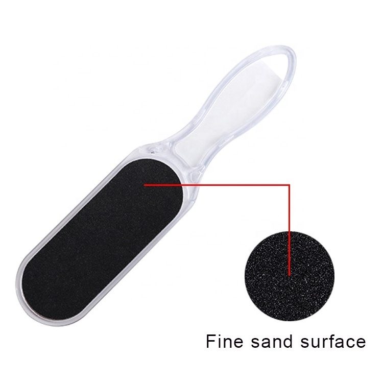 Wholesale High Quality Double Side Calus Remover Foot File Transparent Plastic Handle Replaceable Sanding Paper Foot File