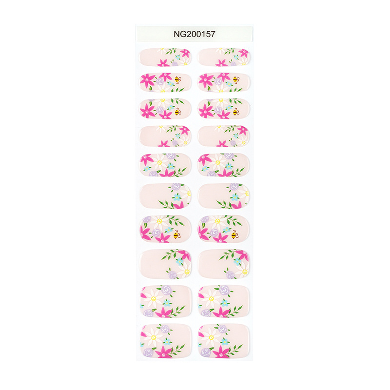 Custom Design Semi Cured Gel Nail Sticker Tickers Solid Elegant 3d Uv Gel Nail Art Polish Wrap