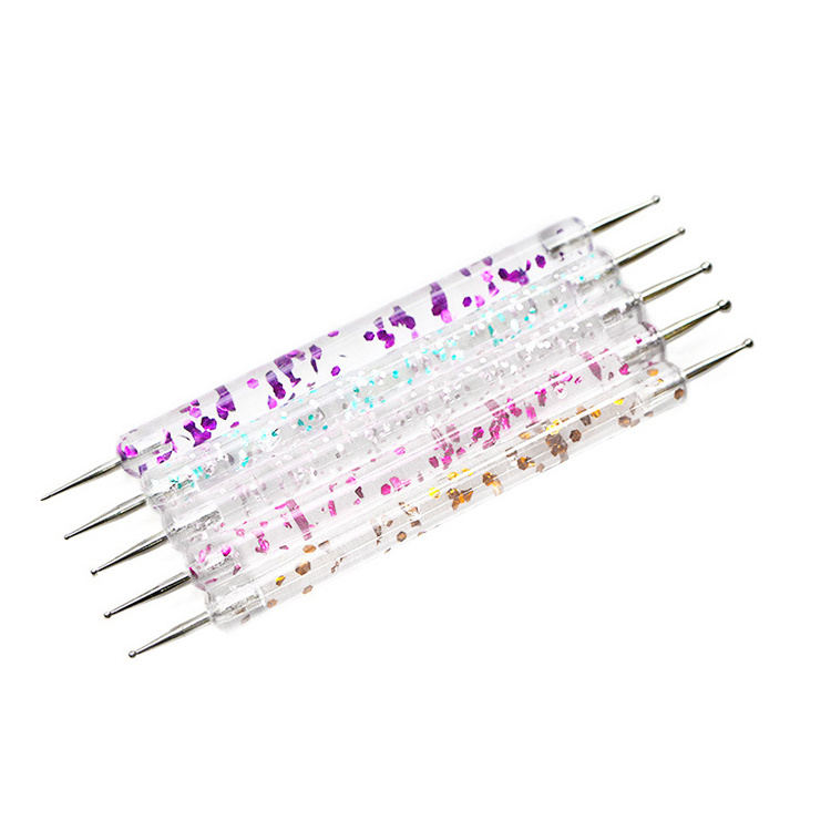 2-way Rhinestone Studs Transparent Dotting Picker Nail Art Pens 2 In 1 Crystal Acrylic Nail Art Brush Pen Set