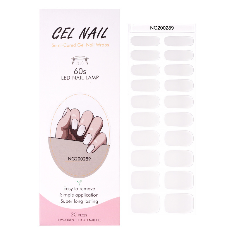 Wholesale Hot Sales Eco-friendly Adhesive Gel Nail Sticker UV Semi Custom Cured Gel Nail 20 Stickers Package