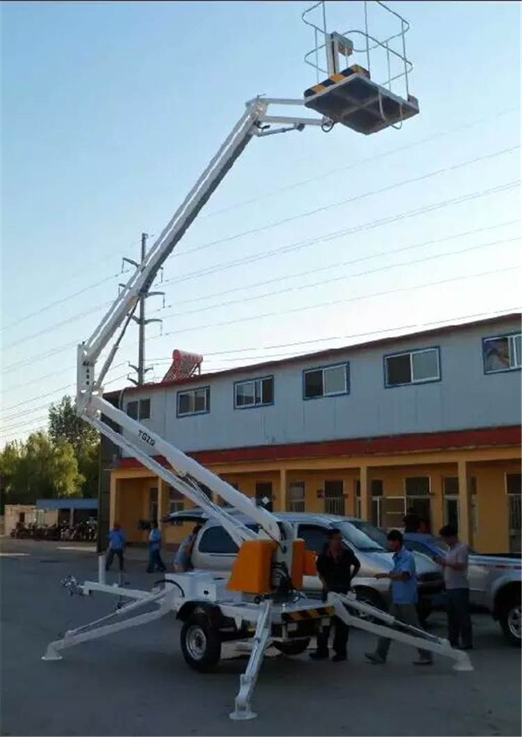 360 degree rotating  folding trailer mounted boom lift hydraulic aerial telescopic work platform