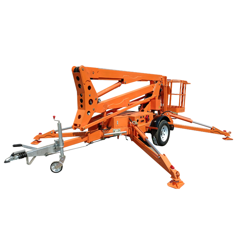 360 degree rotating  folding trailer mounted boom lift hydraulic aerial telescopic work platform