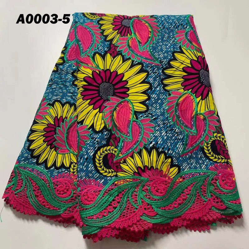 2019 Hot sale african dress lady embroidery wax print fabric wax guipure lace fabrics and ankara