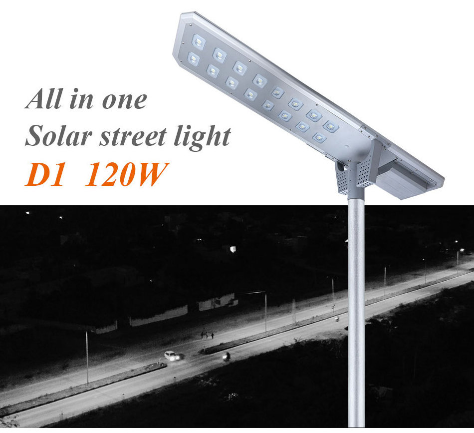 Felicitysolar D1 series 120W All in one solar street light With Lithium battery