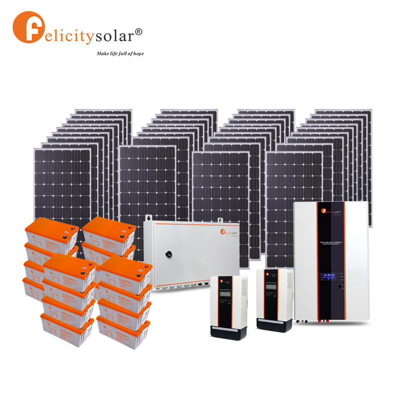 felicitysolar 10kw 48V hybrid solar system off grid complete home solar kit solar batteries and inverter