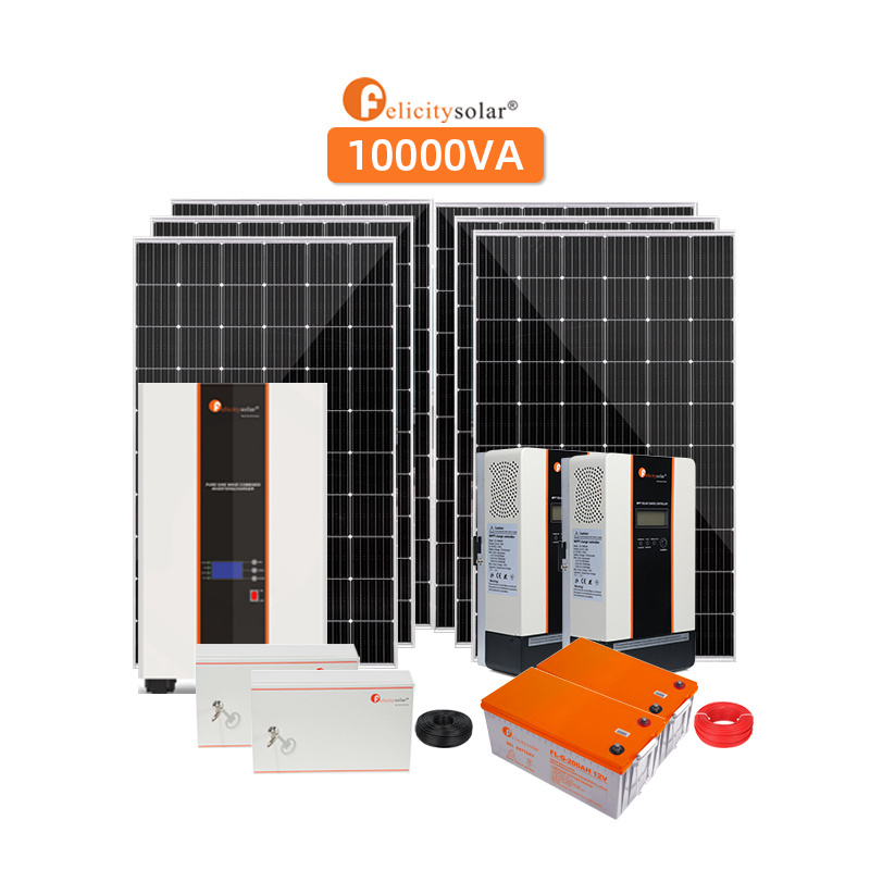 felicitysolar 10kw 48V hybrid solar system off grid complete home solar kit solar batteries and inverter