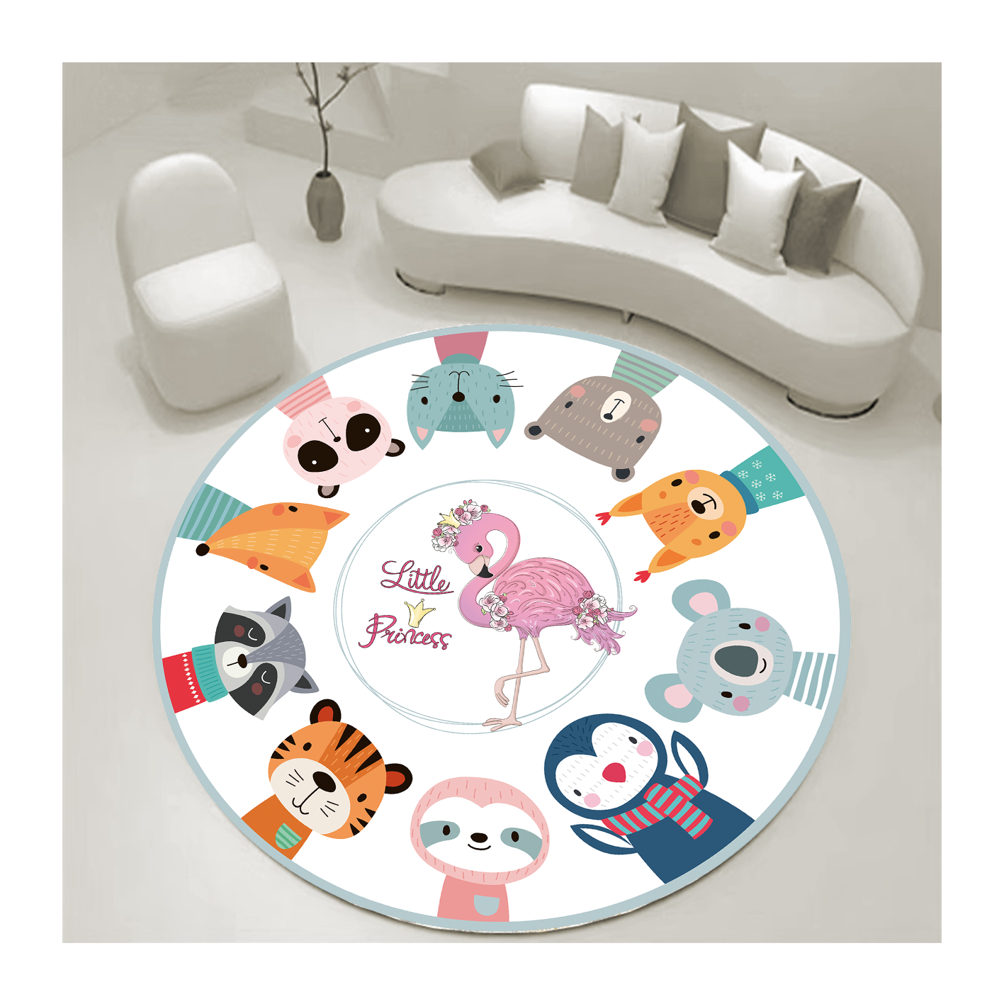 Modern Circular Carpet Thickened Chair Floor Mat Round Kids Carpet Cartoon For Living Room Bedroom Study