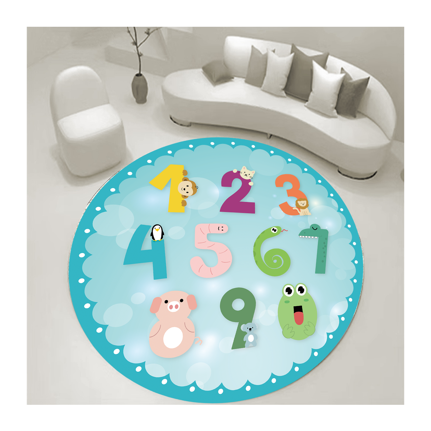 Modern Circular Carpet Thickened Chair Floor Mat Round Kids Carpet Cartoon For Living Room Bedroom Study