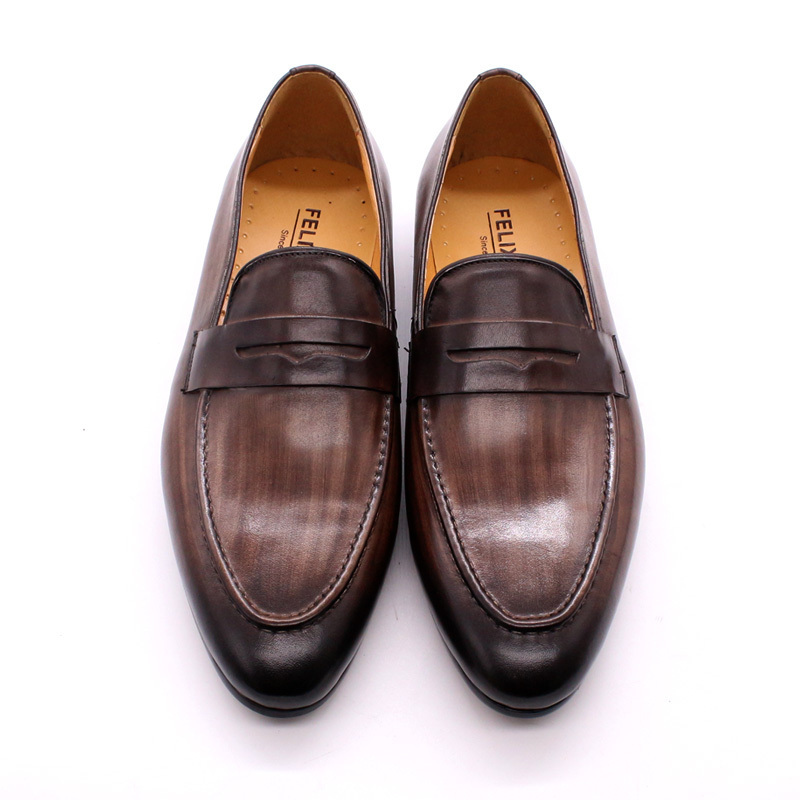 Italian driver unique loafers genuine leather shoes for men casual