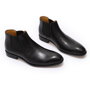 italian chelsea genuine leather slip on men boots