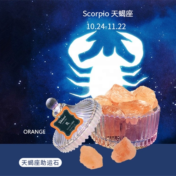 Scorpio Orange Natural Aromatic Crystal Zodiac Stone Aroma Diffuser with 20ml Essential Oil Spray Aroma Stone