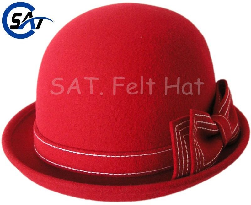 2013winter fashion women wool felt roll brim bowler derby hat