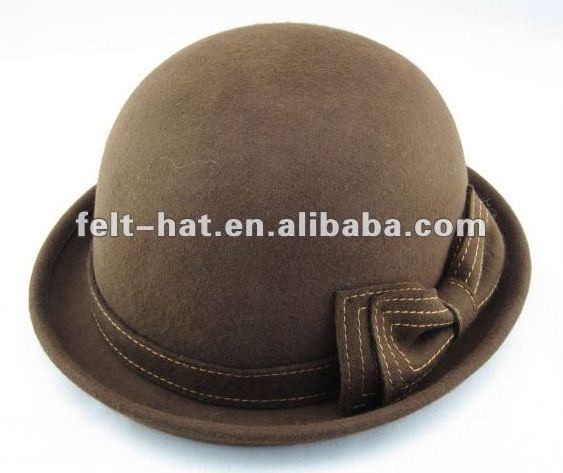 2013winter fashion women wool felt roll brim bowler derby hat