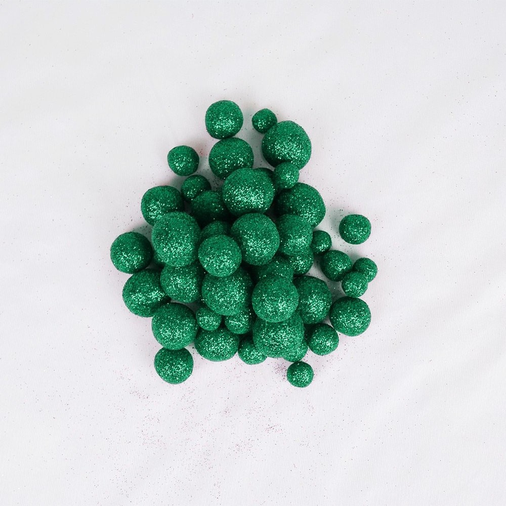 2.2cm Wool Felt Green Glitter Ball, 100% Handmade and Eco Friendly Ball Made for Decoration and Gift purpose