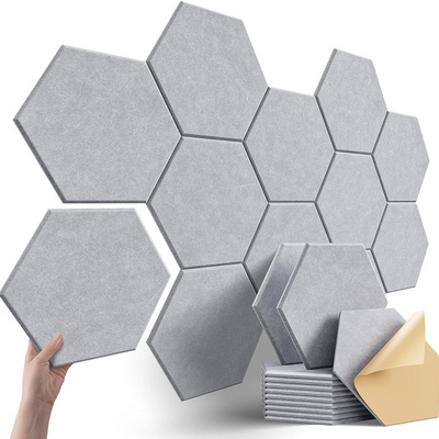 sound absorbing diy self adhesive pet acoustic wall panel sound proofing hexagon polyester fiber acoustic panel for wall