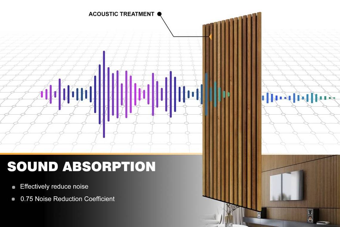 Oak Veneer Akupanel acoustic panels wood fibre diffusers Wooden Slat Wall perforated wooden acoustic panels