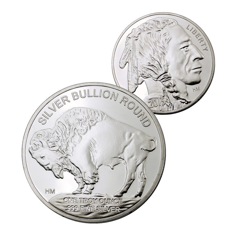 Customization 2015 Liberty Coin 999 Fine Silver Plated Bullion Round Buffalo Coin Metal Souvenir challenge Coin