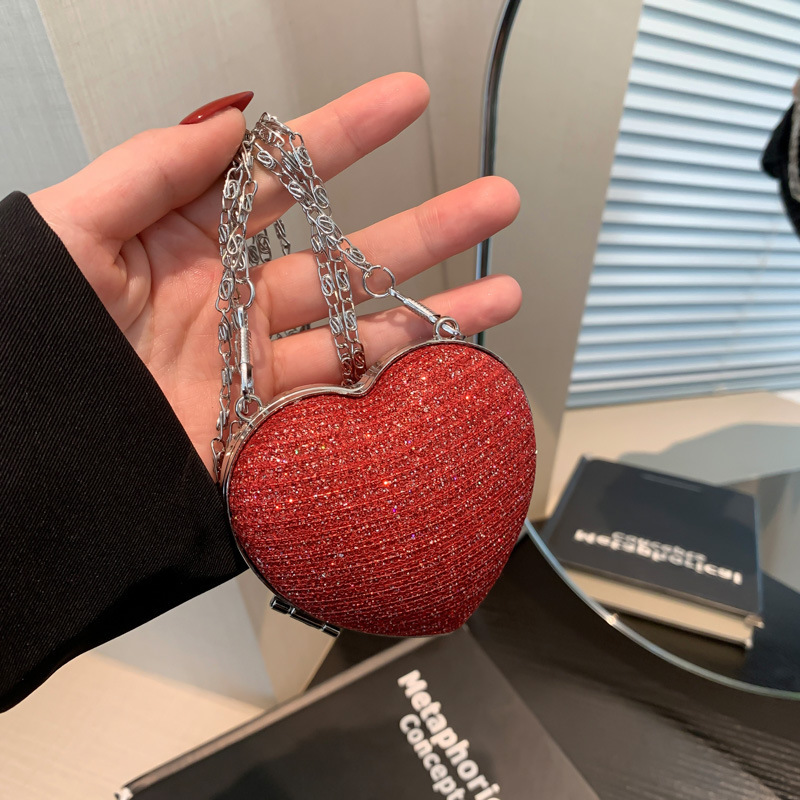 Love Heart Shaped Coin Purse Headphones USB Cable Lipstick Storage Bag Pendant Key Chain Sequined Shoulder Crossbody Mini Bag