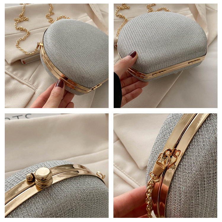 Stylish Bling Sequin Round Bag Women Shiny Spherical Crossbody Bag Dating Evening Party Frame Chain Shoulder Handbag