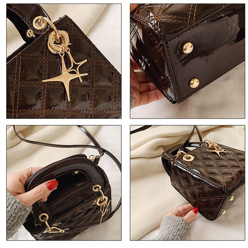 Quilted Patent Leather Cross Thread Handbag Women Designer Messenger Elegant Lady Crossbody Bag Chains Hand Tote Shoulder Bags