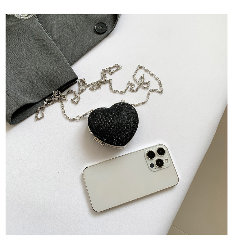 Love Heart Shaped Coin Purse Headphones USB Cable Lipstick Storage Bag Pendant Key Chain Sequined Shoulder Crossbody Mini Bag