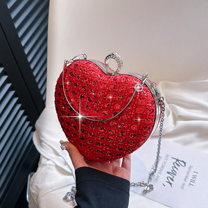 Rhinestone Evening Bag Love Heart Shaped Clutch Womens Fashion Diamond Banquet Clutch Purse Wedding Bridal Prom Wallets