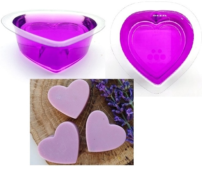 Soap Making Kit includes 3 Heart Shaped Molds 453 g White Soap Base Creme Brulee Fragrance and 3 colors Dye Soaps