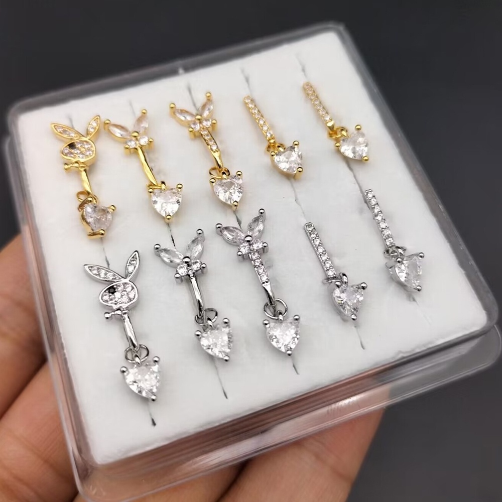 Rhinestone Rabbit butterfly nose cuffs dangle for non pierced nose fake Nose Piercing