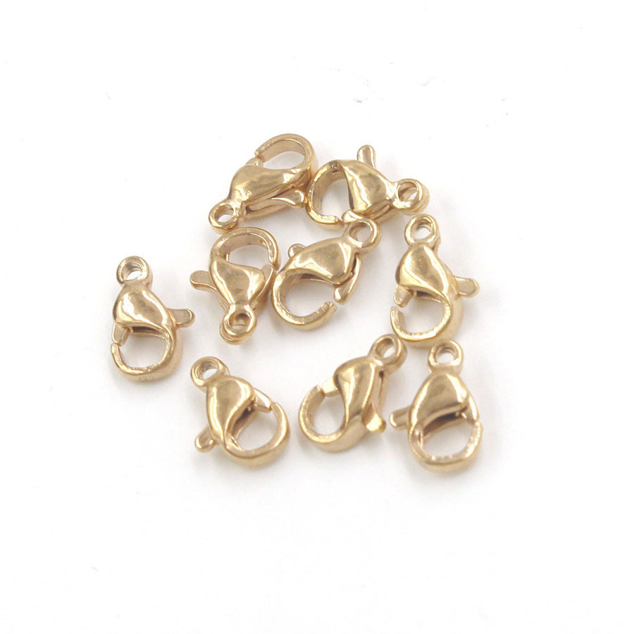 10MM Gold Lobster Clasp Stainless Steel Strongest Lobster Claw