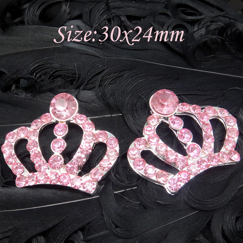 30x25mm Tiara Princess Crown Crystal Rhinestone Buttons in silver Flat Backs Metal Embellishment