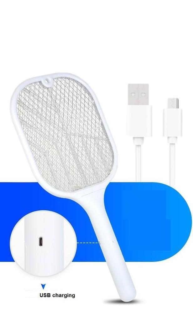 Rechargeable Electronic Mosquito Bug Zapper Fly Killer Racket PVC Bag Carton Packing USB Cable PP Plastic Sustainable OEM Logo