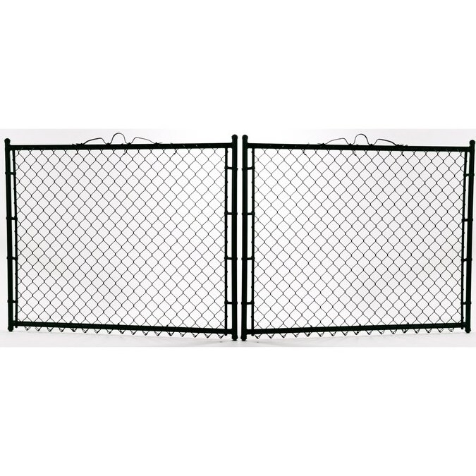 96 inch black chain link fence double swing gate barbed wire extension arms