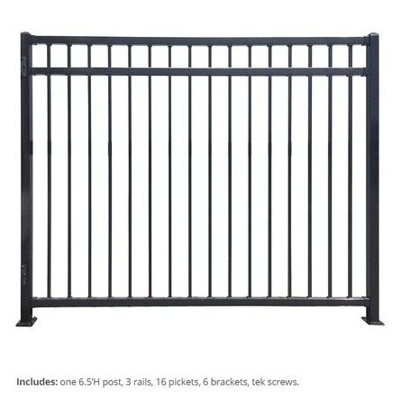 5ft.H*6.5ft.W Flat/Sharp Closed Pickets Metal Fence Panel