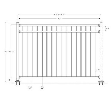 5ft.H*6.5ft.W Flat/Sharp Closed Pickets Metal Fence Panel