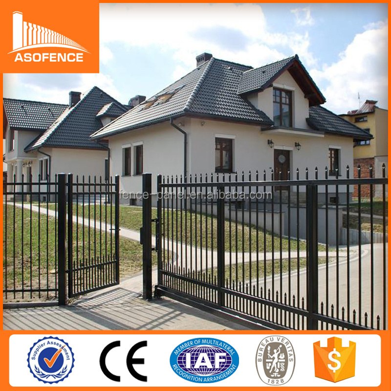 Latest New Design Beautiful Spear Top House Security Wrought Metal Main Door Iron Gate Design Fencing