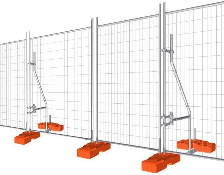 ASO 4687 standard 2.4x2.1m size temporary fence with concrete filled plastic feet and clamps for Australia and New Zealand