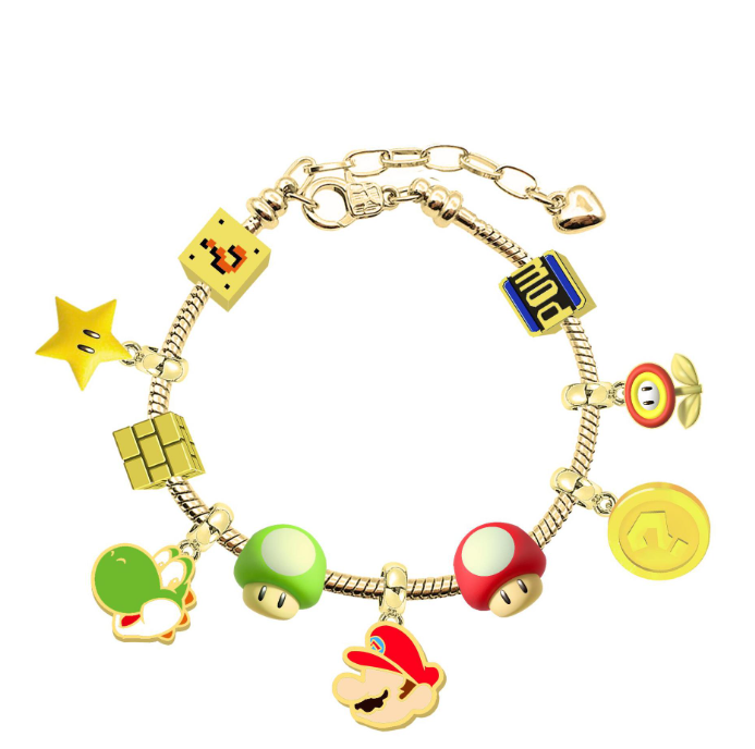 Cartoon style mario brothers charm bracelets anime wristband cartoon bracelets girls boys kids