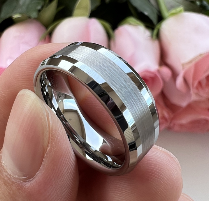 Wholesale 6mm 8mm Silver Tungsten Carbide Ring for Men Women Fashion Engagement Wedding Band