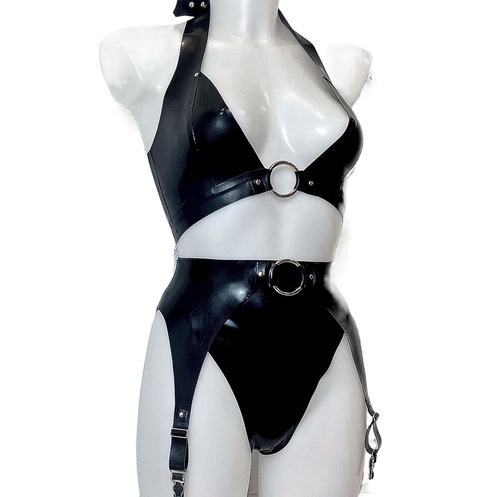 100% Black Latex Rubber Gummi Inflatable Catsuit Leotard Overall Bodysuits with Back Zip to Crotch