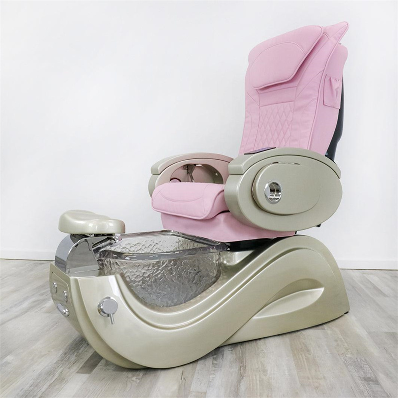 Pink Pedicure Chairs No Plumbing Recliner Massage Foot Spa Chair Luxury with Bowl