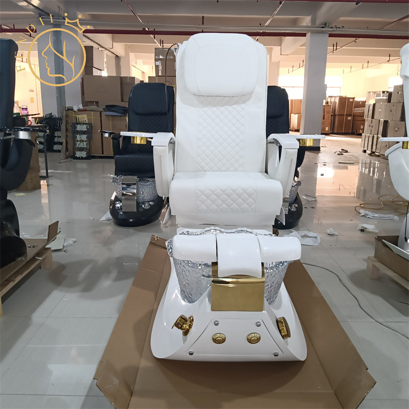 Nail Salon Furniture White Gold Modern Pedicure Foot Spa Massage Chair For Men