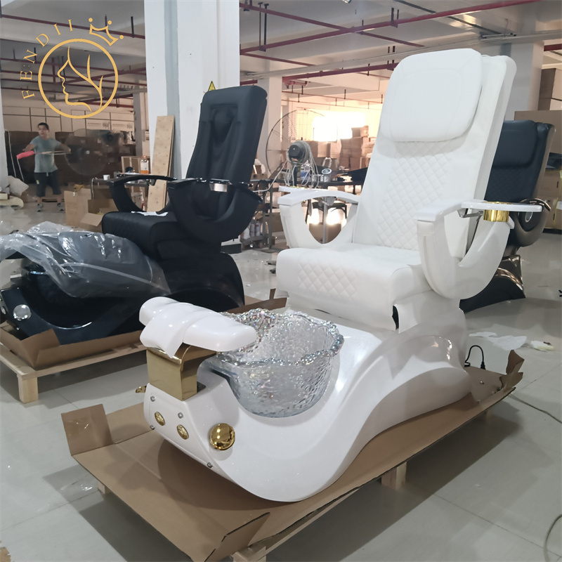 Nail Salon Furniture White Gold Modern Pedicure Foot Spa Massage Chair For Men