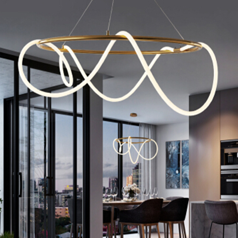 Modern simple DIY Art Acrylic Flexible Tube Led Decorative Pendant Lighting Luxury Lamps Modern Rope Chandelier