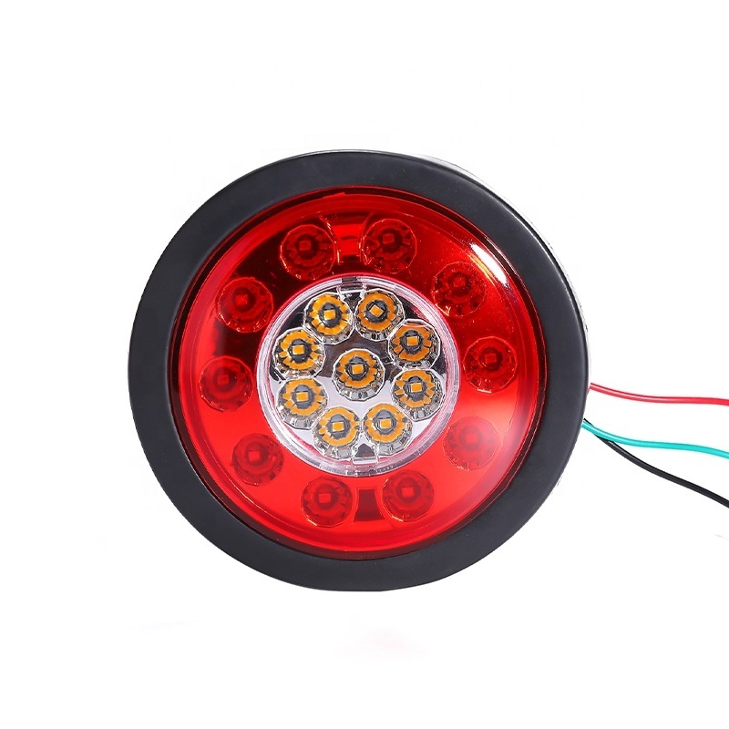 4 Inch Round Red 19 LED Truck Trailer Brake Stop Taillights Rear Lamp