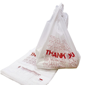 Custom logo Sturdy Grocery supermarket takeaway packaging disposable thanks to pe market bag pe plastic shopping bags