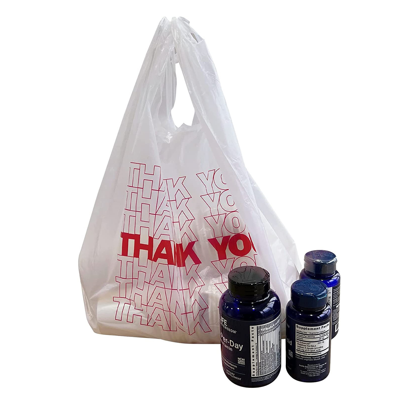 Custom logo Sturdy Grocery supermarket takeaway packaging disposable thanks to pe market bag pe plastic shopping bags