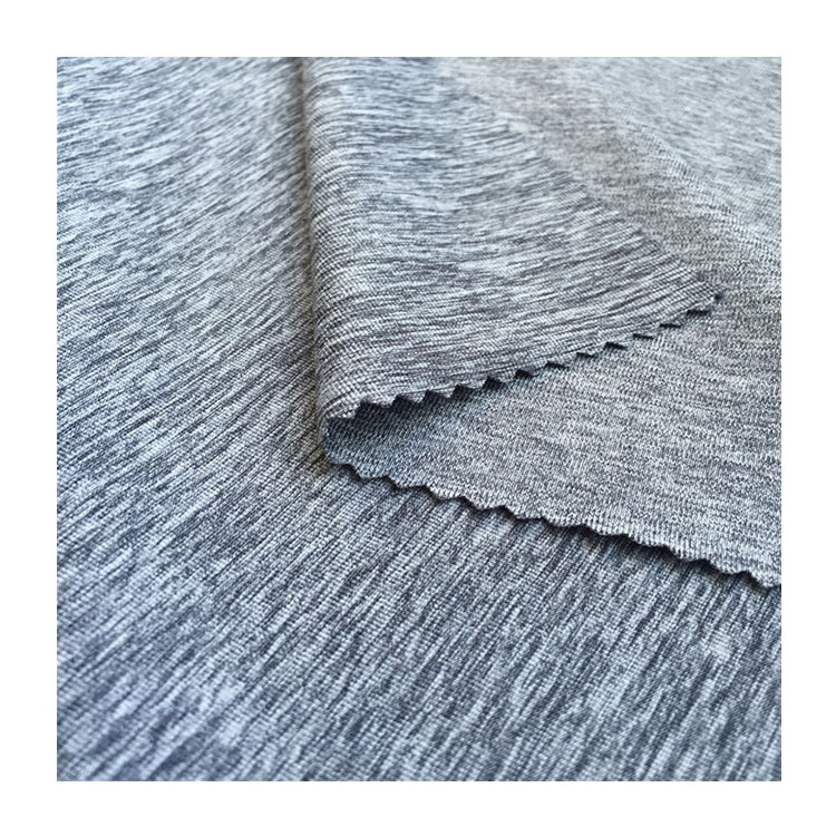 90% polyester 10% spandex fabric grey melange single jersey fabric t-shirt fabric