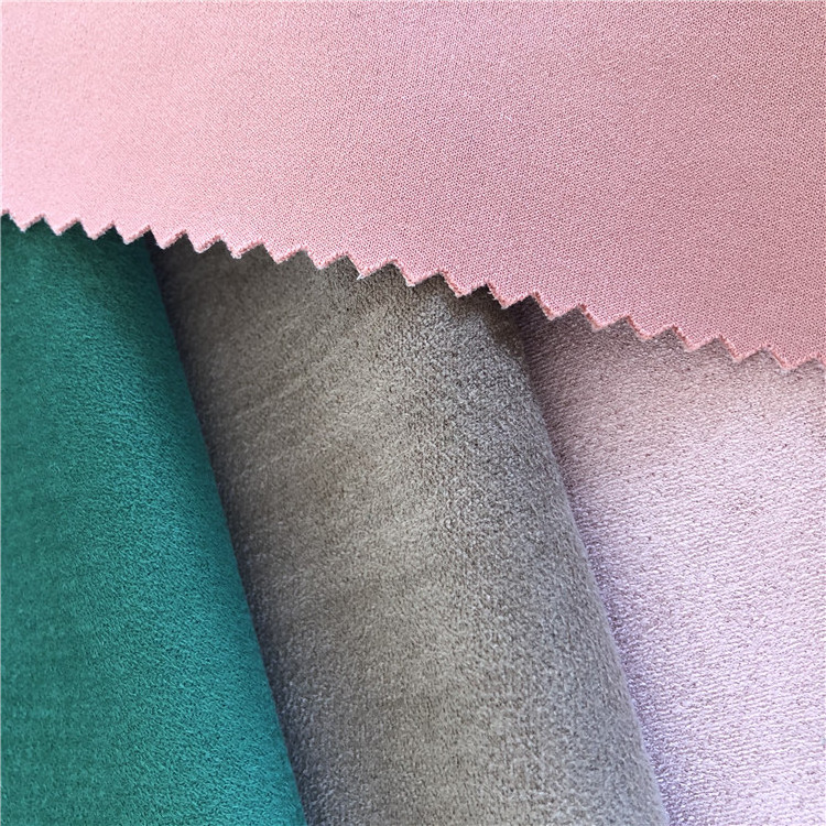 380gsm air layer micro suede fabric weft polyester spandex solid stretch scuba knit brushed suede fabric for clothing